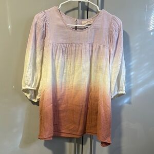 Universal Thread White and Brown Relaxed Bib Collar Blouse